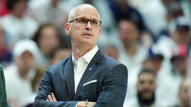 Hurley during No. 1 UConn’s 78-54 win over Villanova on Feb. 24, 2024.